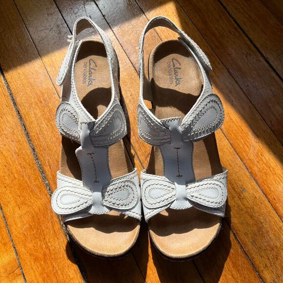 Clarks Lexi Walnut Sandal Women's 9 White Leather - Picture 1 of 6